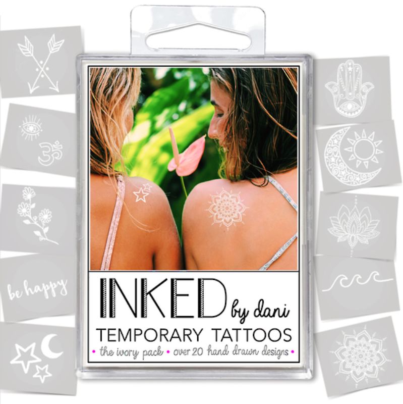 Inked Temporary Tattoos - Ivory Pack featuring chic, safe, and vegan designs for expressive body art without commitment.