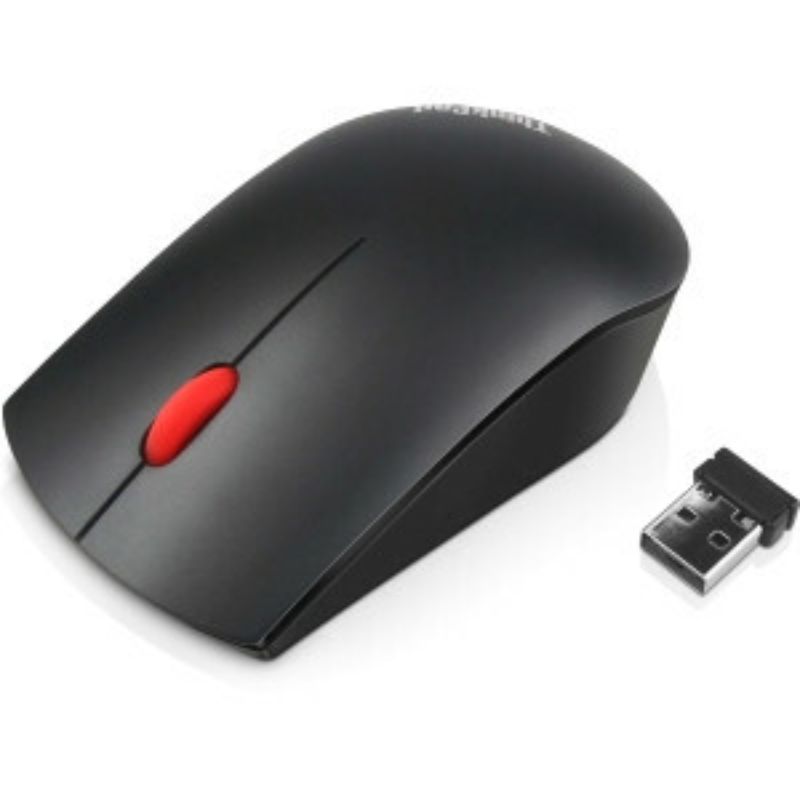 Lenovo ThinkPad Essential Wireless Optical Mouse, ambidextrous, 1200 DPI, ergonomic design for comfortable use.