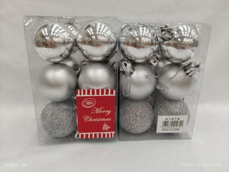 Christmas Decoration Ball - Silver 4cm (12 Packs)