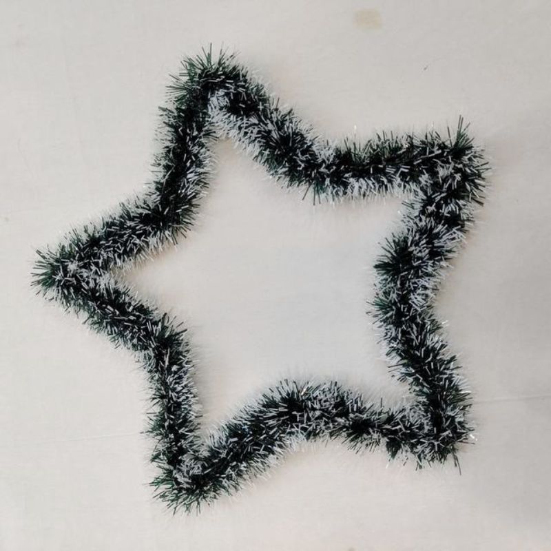 Christmas Pendant - Five Star White Edge 32cm (Set of 6)