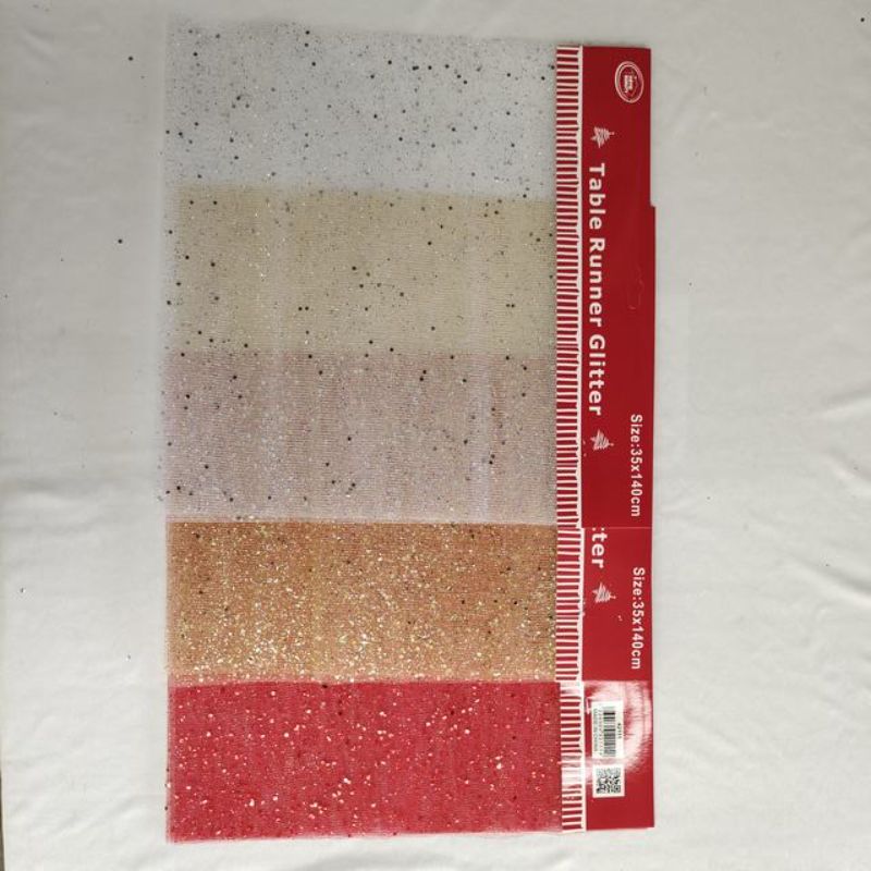 Christmas Table Runner - Glitter 140cm (Set of 12 Assorted)