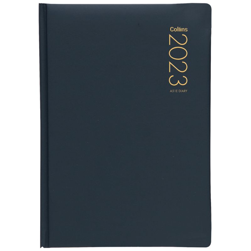 Collins Diary A51E in Navy, an elegant daily planner with spacious layouts and durable design for effective organization.