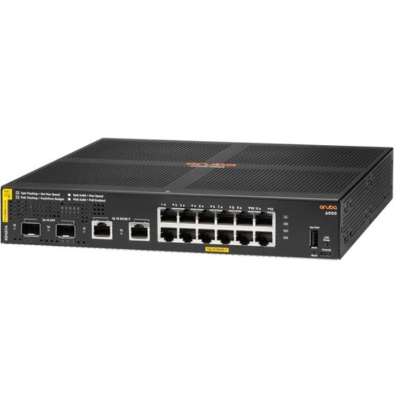 Aruba 6000 12G Class 4 PoE Switch - 139W Power, 12 Gigabit Ports, Manageable for Small Businesses