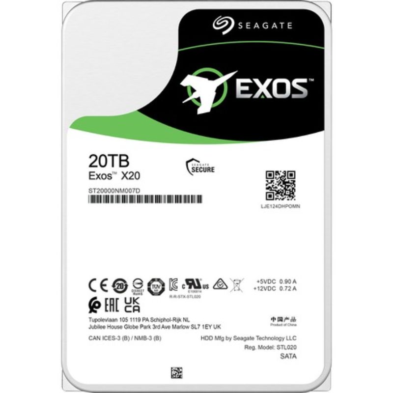 Seagate Exos X20 20 TB Internal SATA Hard Drive - High Capacity, Reliable Performance & Security