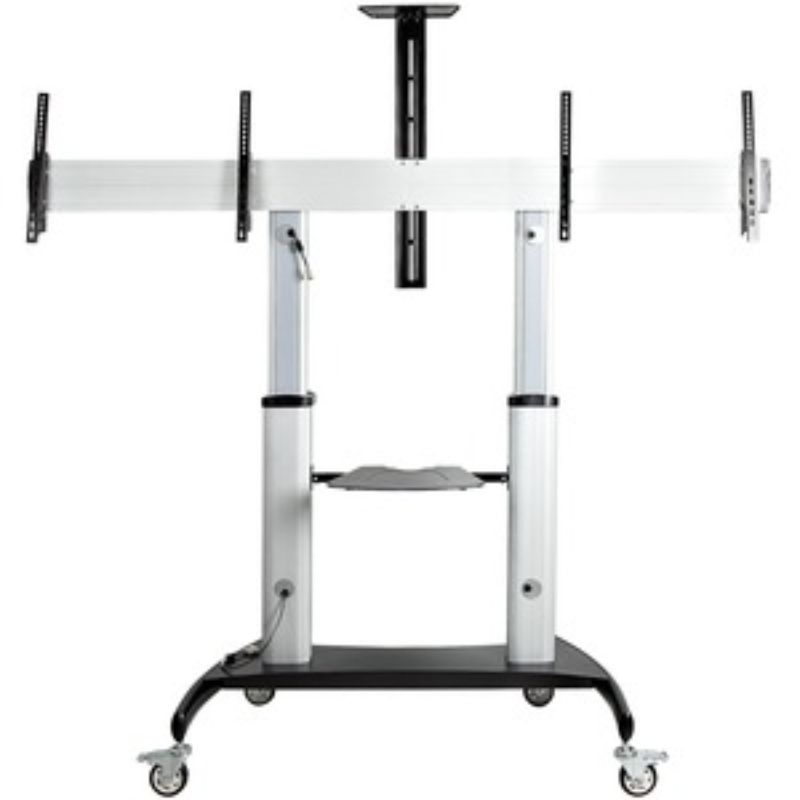 StarTech.com 2-Shelf Display Cart for TVs up to 60" - Heavy-Duty Mobile AV Stand with Casters