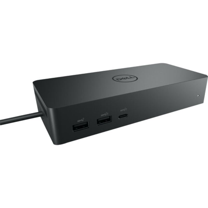 Dell UD22 Universal Dock with 130W Power Delivery, supports 3 displays at 5K resolution, USB-C compatible for seamless connectivity.