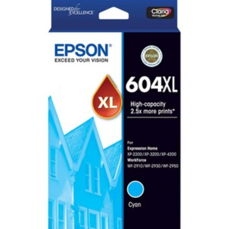 Epson 604XL High-Capacity Cyan Ink Cartridge for Inkjet Printers - 350 Pages of Brilliant Prints