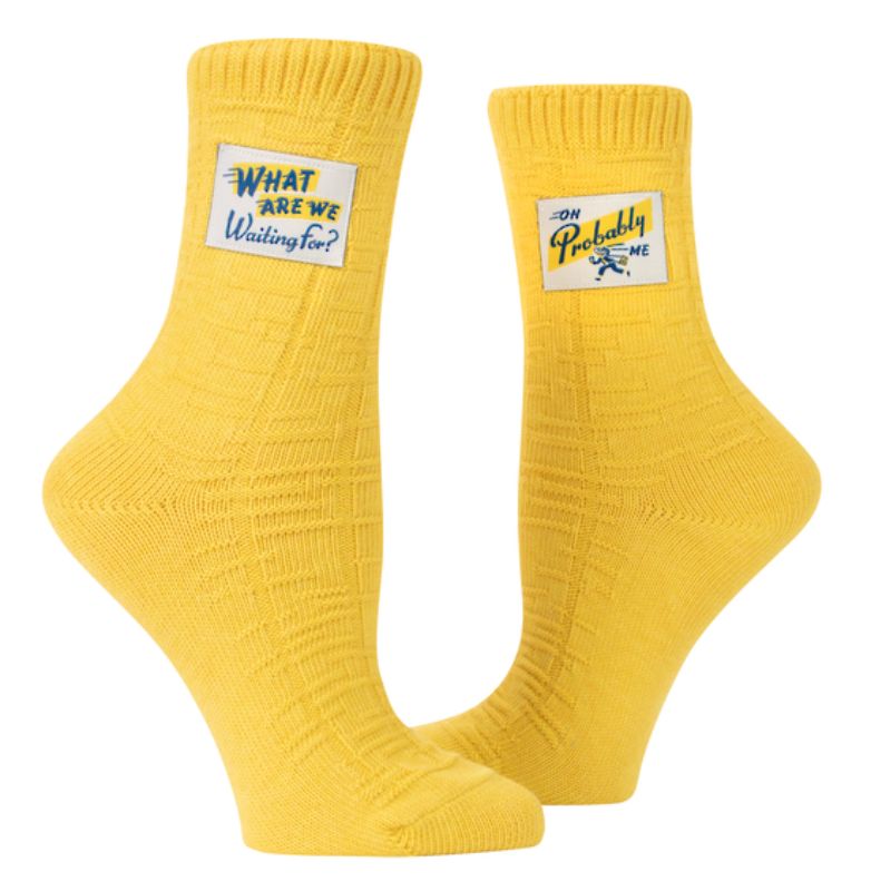 Blue Q Tag Socks - What are we waiting for Small/Medium
