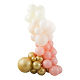 Peach and gold balloon arch kit with 75 balloons for elegant party decor, perfect for weddings and celebrations.