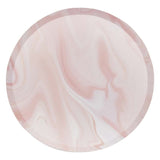Elegant pink marble print paper plates, 25cm, perfect for stylish parties and eco-friendly celebrations.