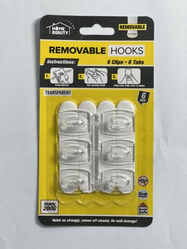 Self Adhesive Hooks - 200G Rem 3cmH (12 Packs)