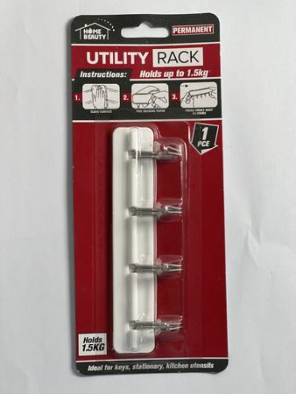 Self Adh Utility Rack - 1.5KG - 14cmL (Set of 12)