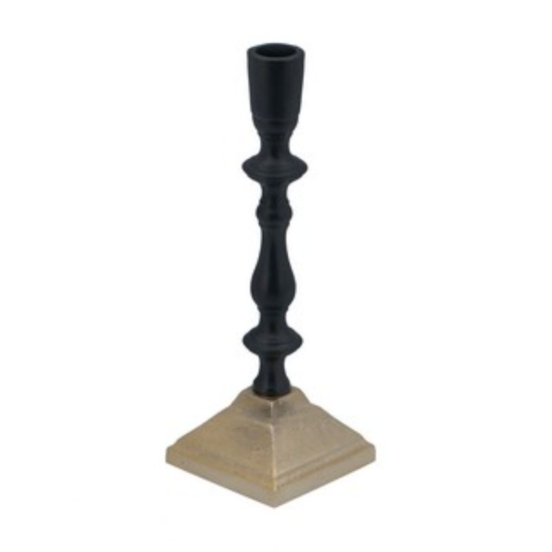CANDLE HOLDER - BLACK/GOLD (23cm)