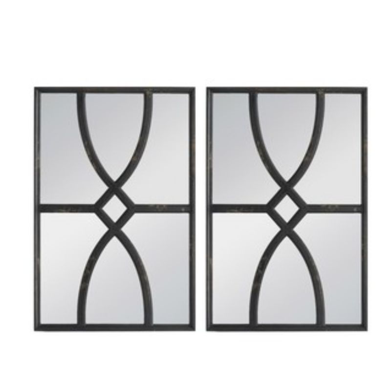 WALL MIRROR - BLACK CARVED SET/2 (60CM)