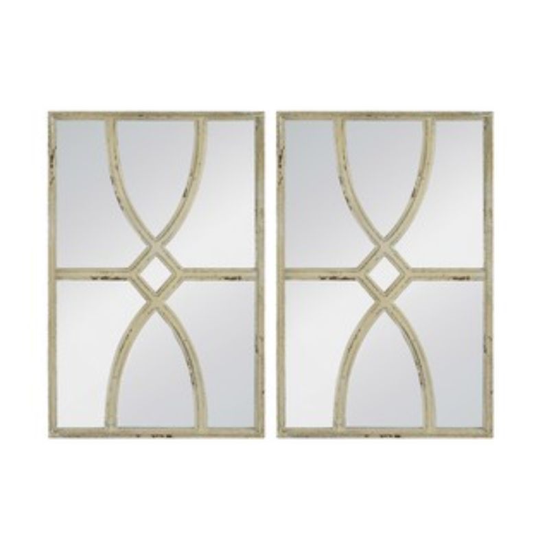 WALL MIRROR - WHITE CARVED SET/2 (60CM)
