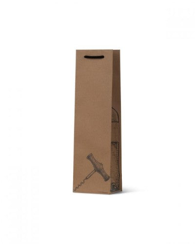 Paper Bag Brown Kraft Corkscrew Single Wine Bag - (100 Bags) 29 x 20cm