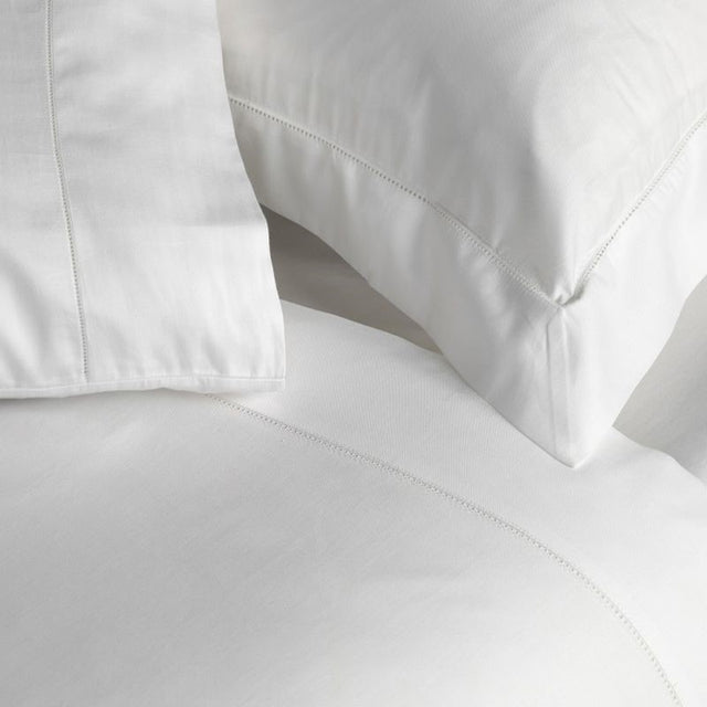 500TC Optic White Flat Sheet for California King size, made from breathable cotton with elegant hemstitch finish.