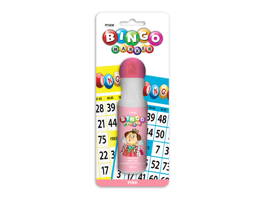 Bingo Marker - 18mm Dot on Card 60ml Pink (24 Units)