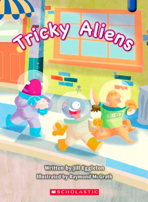 Paperback book 'Key Links Blue 01: Tricky Aliens' featuring aliens' thrilling escape and enjoyable illustrations.