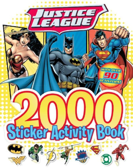 Justice League 2000 Sticker Book featuring vibrant stickers and coloring activities with iconic superheroes for creative adventures.