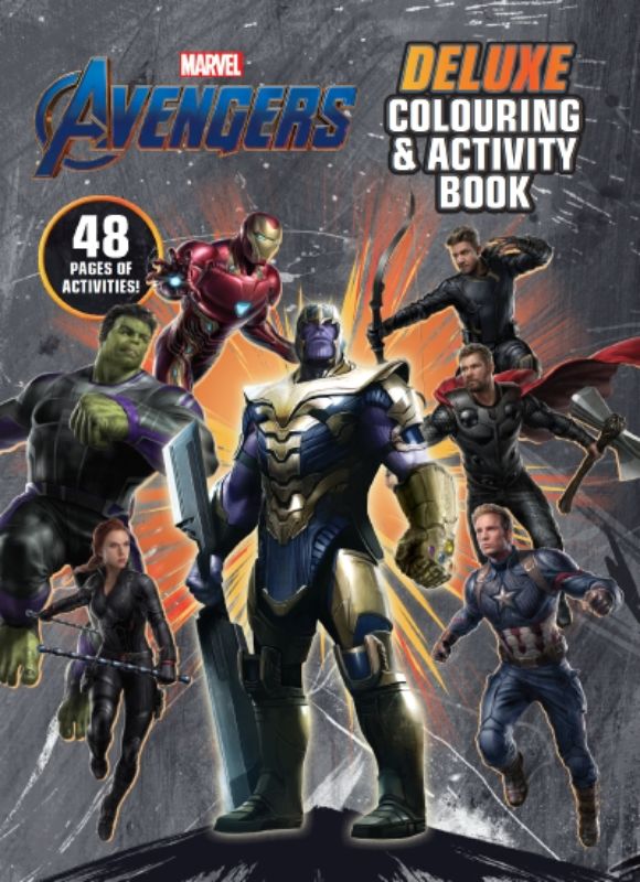 Avengers 4 Deluxe Colour & Activity book featuring 48 pages of coloring and fun activities for Marvel fans.