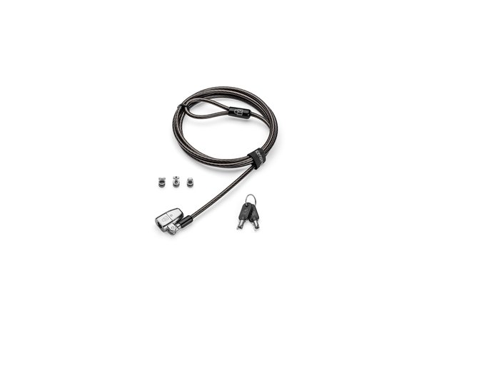 Universal ClickSafe 2.0 keyed laptop lock with 1.8m steel cable and anti-pick technology for secure device protection.