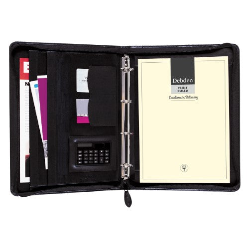 Debden Compendium A4 4-Ring Zippered PU Black