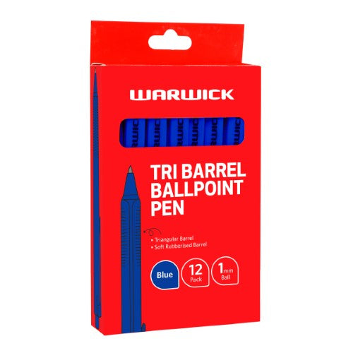 Warwick Pen Ballpoint Tri Barrel 1.0mm Medium Blue Box 12