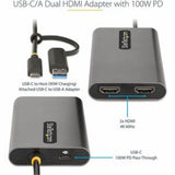 USB-C to Dual HDMI Adapter 4K 60Hz with Power Delivery - Dual Monitor Support for Laptops