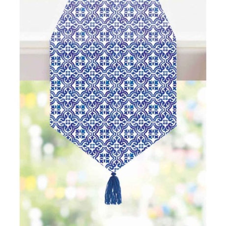Elegant Mediterranean Table Runner, 1.83m long, 33cm wide, vibrant colors, perfect for dining and gatherings.