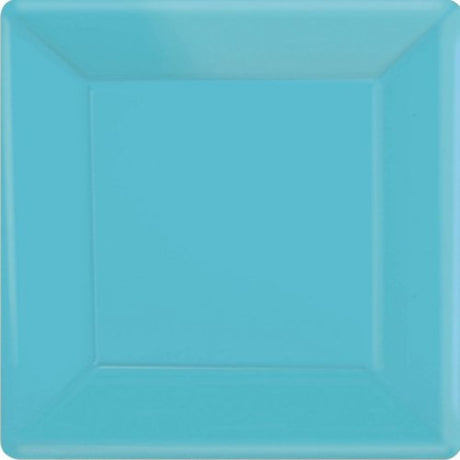 Caribbean Blue square paper plates, 17cm, pack of 20, eco-friendly and sturdy for snacks and meals, perfect for any occasion.