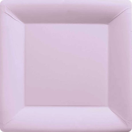 Pastel lilac square paper plates, 23cm, pack of 20, eco-friendly, perfect for parties and everyday use.
