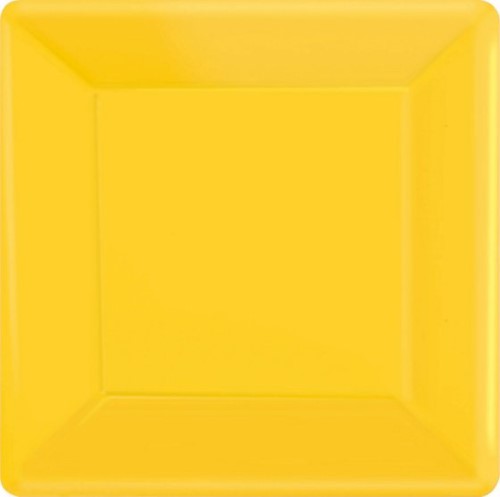 Sunshine Yellow 23cm square paper plates, pack of 20, eco-friendly, perfect for parties and easy clean-up.