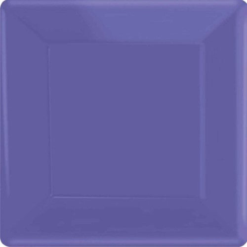 Square paper plates in vibrant purple, 23cm, pack of 20, perfect for parties and eco-friendly dining.