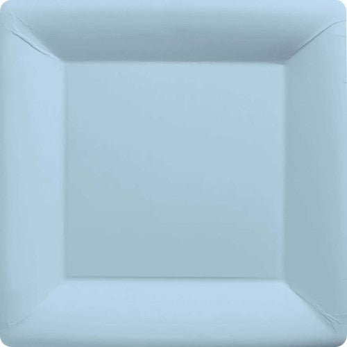 Pastel blue square paper plates, 23cm, pack of 20, eco-friendly, perfect for stylish parties and gatherings.