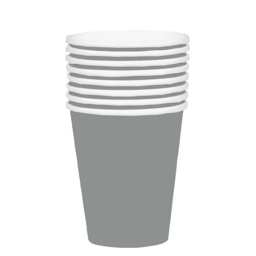 Stylish silver 354ml paper cups, 20 pack, eco-friendly, perfect for events, parties, and daily use.