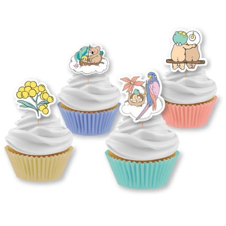 May Gibbs Cupcake & Pick Set of 24 features charming designs, perfect for stylish baking and celebrations.