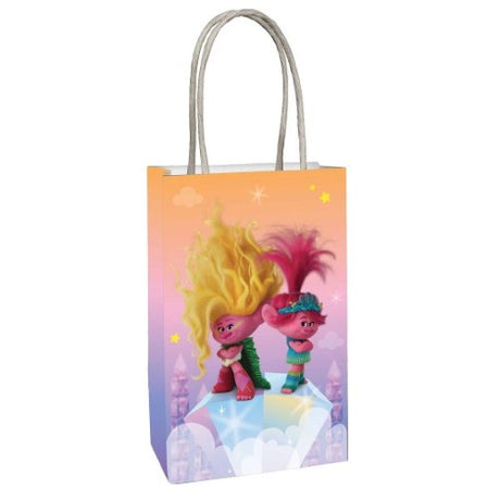 Vibrant Trolls 3 Band Together kraft bags, pack of 8, perfect for parties and gifts, eco-friendly and durable.