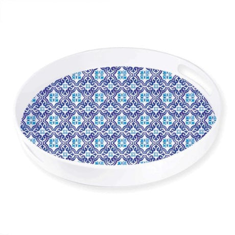 Mediterranean Tray with Handle, 34.5cm x 4.5cm, vibrant design for dining, entertaining, and easy transport.