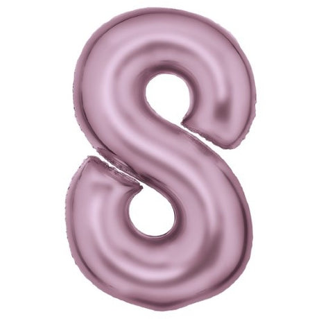 Large pastel pink number 8 foil balloon, 54cm w x 87cm h, perfect for celebrations and adding elegance to events.