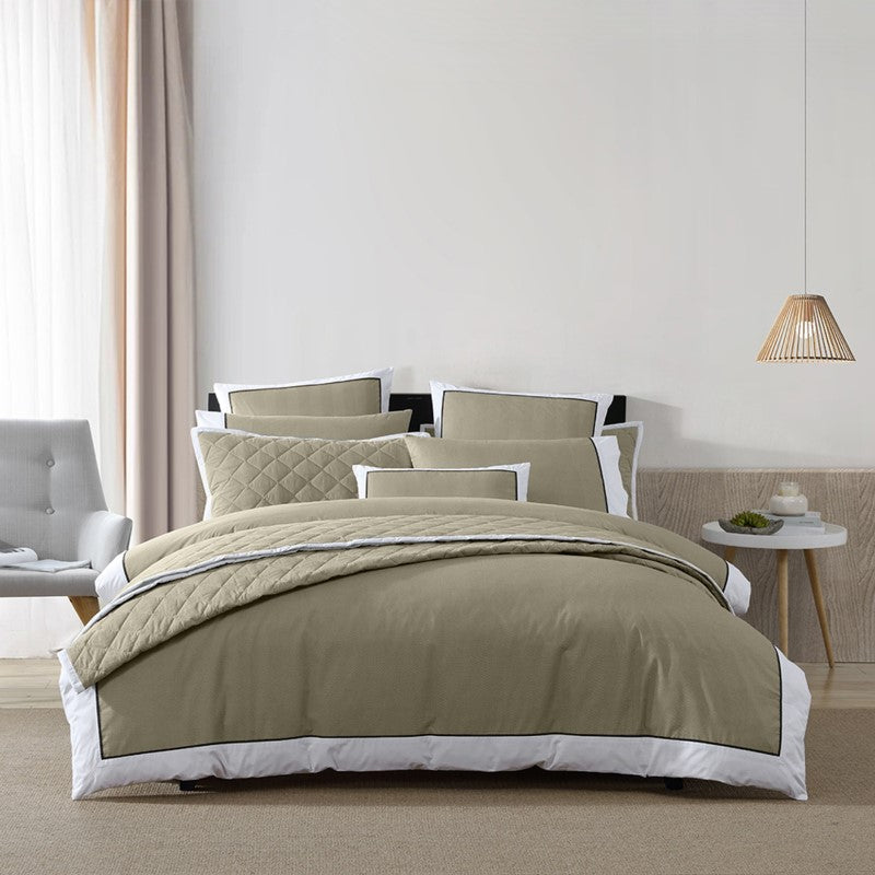 Single Bed Quilt / Duvet Cover Set - LOGAN & MASON ESSEX OLIVE