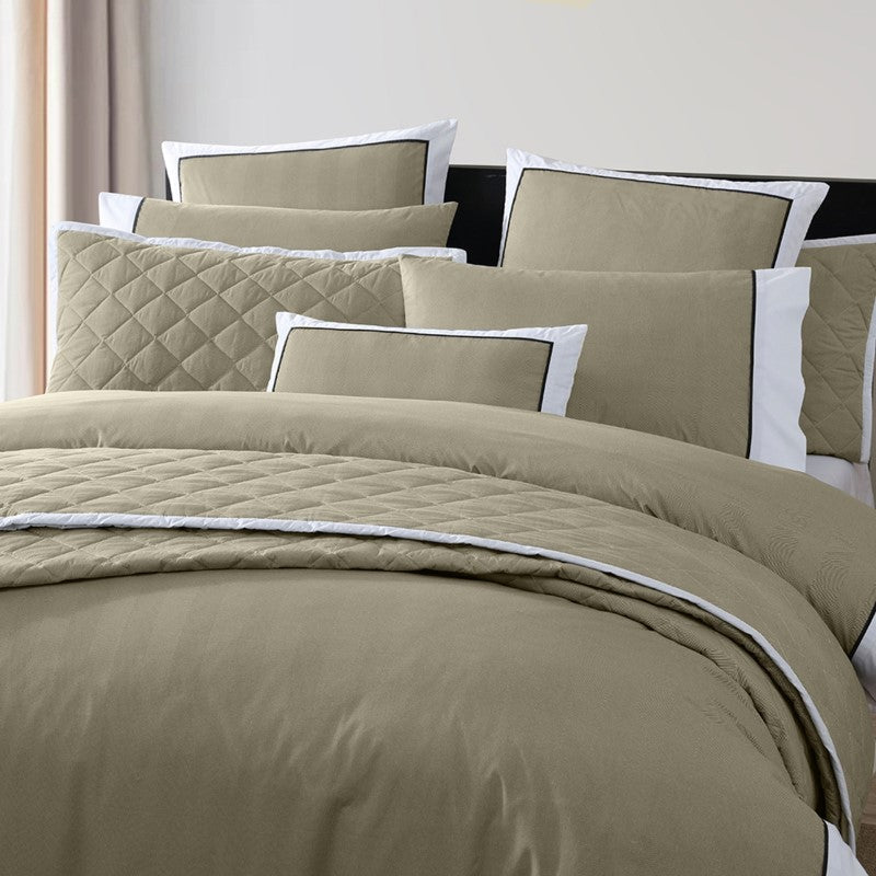 Double Quilt / Duvet Cover Set - LOGAN & MASON ESSEX OLIVE