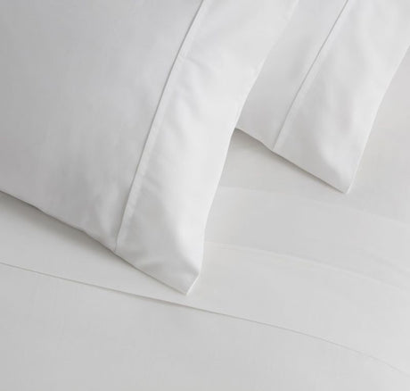 Baksana Sateen 500TC White Sheet Set, made of soft, breathable cotton for luxurious comfort and stylish bedroom decor.