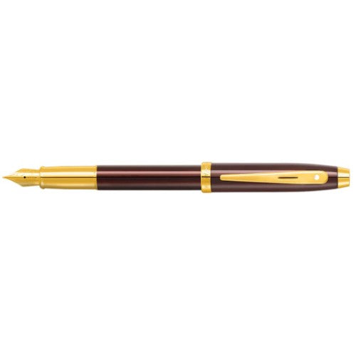 SHEAFFER 100 COFFEE BROWN /GOLD  FINE NIB FOUNTAIN PEN