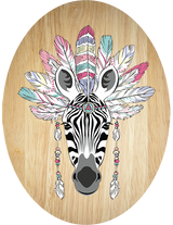 Tribal Zebra- Plywood Oval - Wall Art