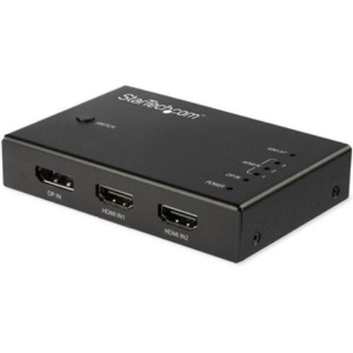 4-Port 4K HDMI Video Switch with 3 HDMI and 1 DisplayPort - Automatic Switching & Remote Control