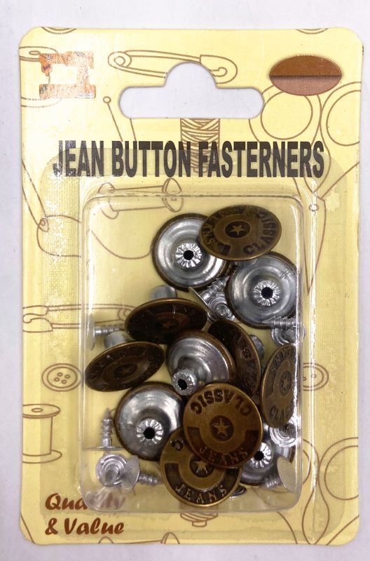 Jean Button Fasterners - 17mm (12 Packs)