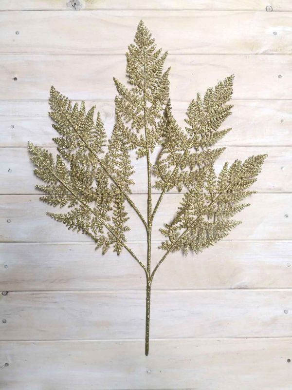 Artificial Fern Spray - Glitter (Gold)