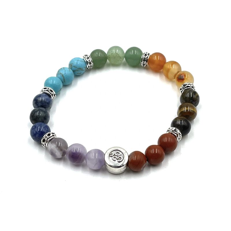 Chakra Stone Bracelet Set - Ohm Bead/ Chakra Tumbles
