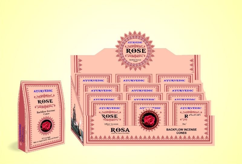Ayurvedic BACKFLOW CONES - ROSE (Box of 12 Packets)